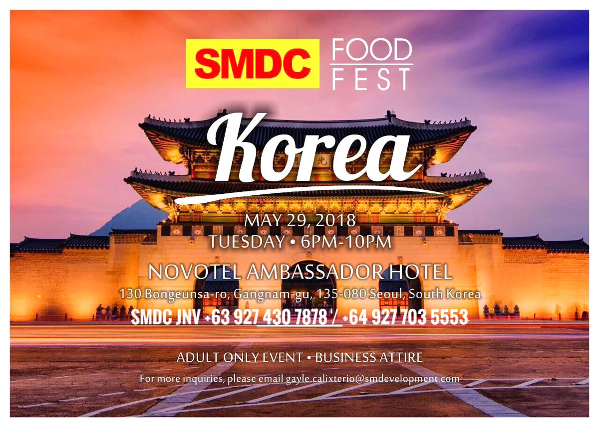 GoodSmdc's tweet image. SMDC 필리핀 마닐라 부동산 투자 설명회 2018년 5월 29일 이벤트 강남 노보텔 개최 합니다. 필리핀 내집마련 마닐라 콘도구매 방법
개최일시 : 2018년 5월 29일(화) 18:00 ~ 22:00 
장소 : 강남 노보텔 앰배서더 호텔 지하 1층 연회장
연락처 : 다니엘 김 +63 929 8888 076
카톡아이디 : SMDCMANILA