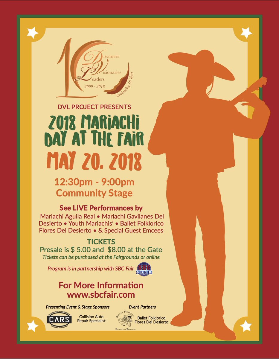 Join us today for the 2018 Mariachi Day at the SBC Fair! Performances are located at the Community Stage and the Pavilion Stage!