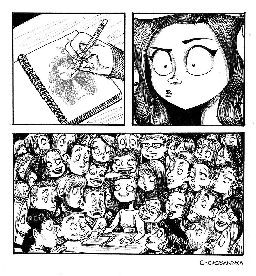 pencilkings's tweet photo. When ppl watch you draw... awesome #cartoon by Cassandra Calin #artistproblems #humor #fun https://t.co/k6fsCQLxsl