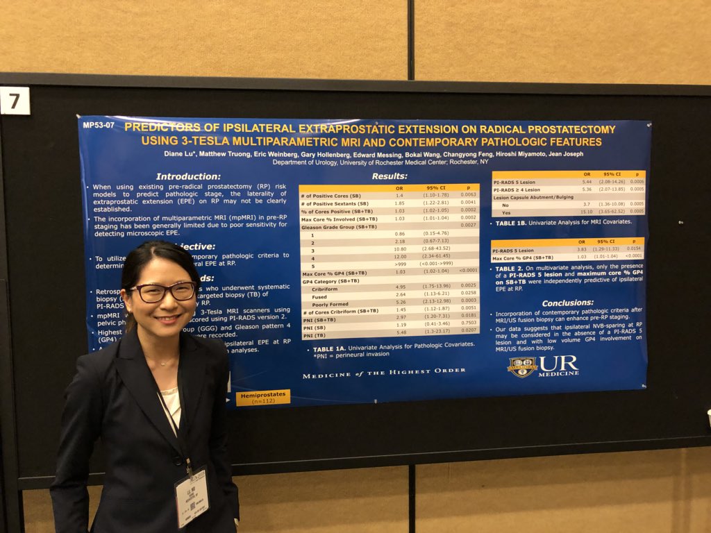 urobotD's tweet photo. PI-RADS score and % Gleason pattern 4 on MRI/US fusion biopsy predicts ipsilateral EPE at radical prostatectomy—implications for nerve-sparing decision algorithm. #AUA18 @MTruongUrology @DrJeanJoseph @URMCUrology https://t.co/m9urJ1dW4p