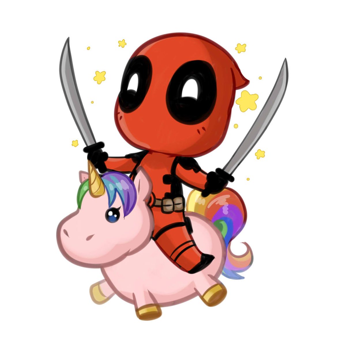 a quick cutie~ #deadpool #unicorn #chibi #fanart, image size:1200x1200