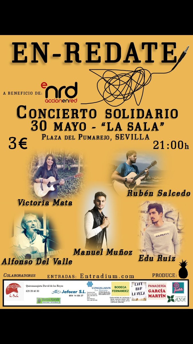 Concierto solidario el 30 de mayo a las 21:00 en "La Sala". Compra ya tu entrada en entradium.com/entradas/en-re…