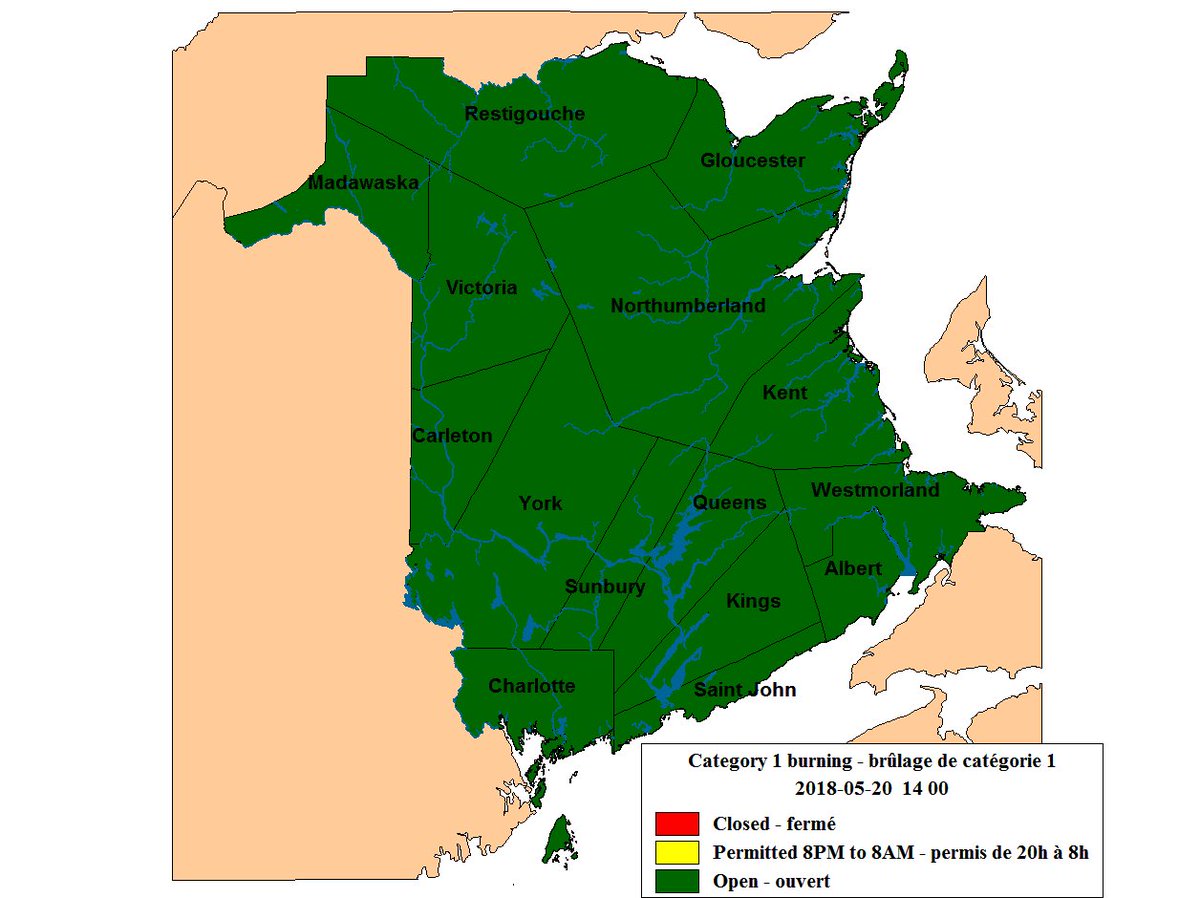 NBForestFires's tweet image. All counties are open for burning