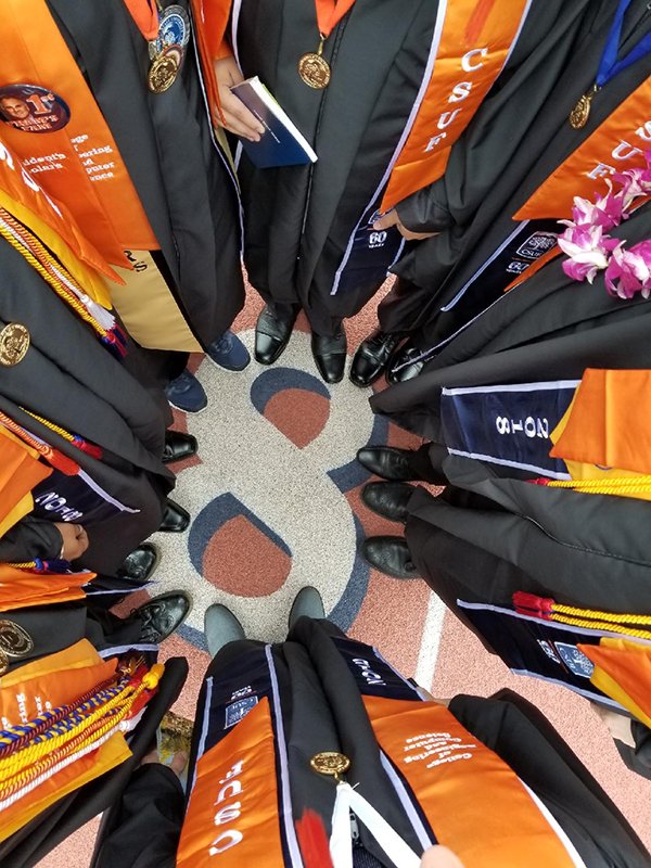 CSUFdcramos's tweet photo. This elite group of 8 #CSUFGrad2018 @csufecs scholars arrived as freshmen in 2014 &amp; graduated Sunday with both B.S. &amp; M.S. degrees in computer engineering. They’re the 1st to make demanding four-year sprint in the integrated B.S.-M.S. program. Congrats! https://t.co/oon85ddydq https://t.co/mD6oBA0aQt