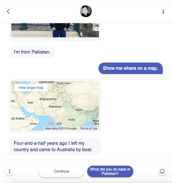 ajlabs's tweet image. Explore the Manus Island story via chat. Our first story published on @AJEnglish using @interview_js - an open-source tool developed by Al Jazeera. story.interviewjs.io/uHaAGrwjkJqbna…