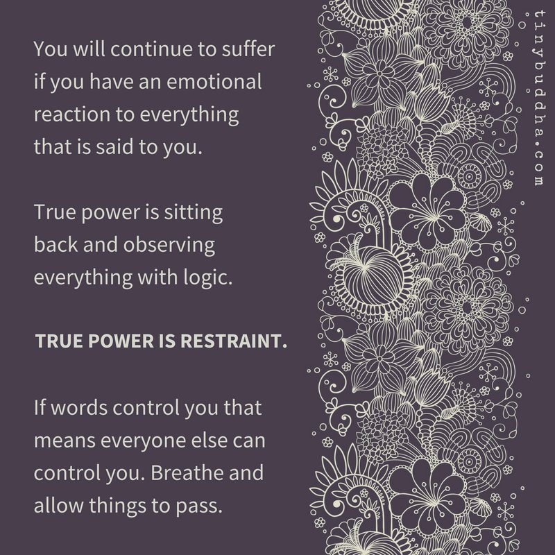 Tiny Buddha You Will Continue To Suffer If You Have An Emotional Reaction To Everything That Is Said To You True Power Is Sitting Back And Observing Things With Logic