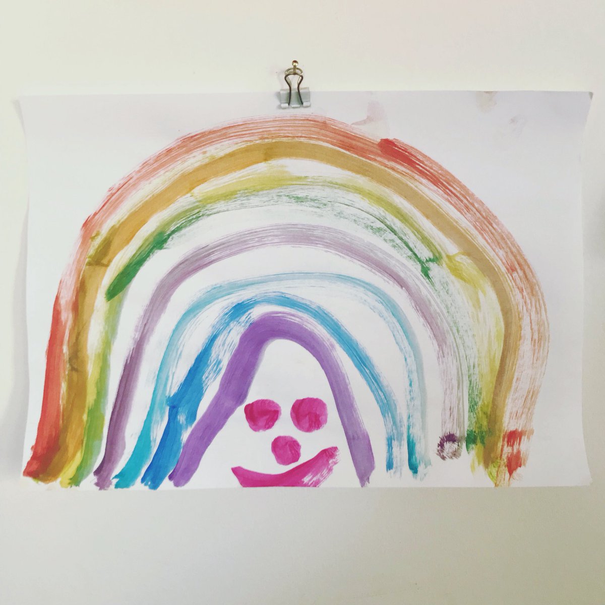 My 7 year old’s interpretation of a rainbow. I love the smiley face addition. Very on trend (especially for @buzcharlie and my new project. Can’t wait to share.) 🌈😊🤩#kindnessiscoming #brighton #hove #hoveactually #newbrand #brandlaunch #brandnewlaunch