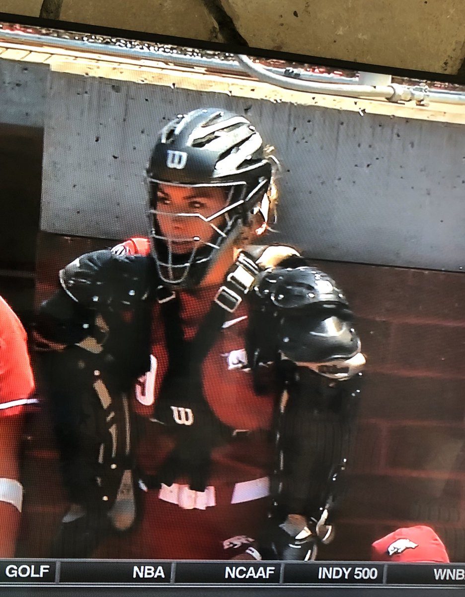 SueEnquist's tweet photo. @jen_schro is she leading the national contest for #rallyswag #mayhem #shinwin @NCAAsoftball @WCWSsoftball https://t.co/5pBkAG36pH
