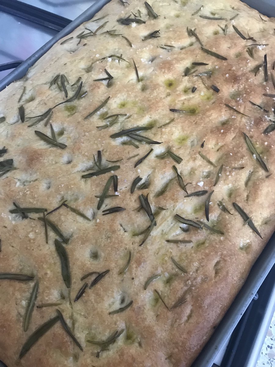 Freycob's tweet photo. My #focaccia was #Bake2 since my week long breadmaking course with @RichardBertinet last week. Topped with homegrown rosemary from my garden & @CornishSea_Salt crystals β€οΈ https://t.co/mWgpYb2WQ6