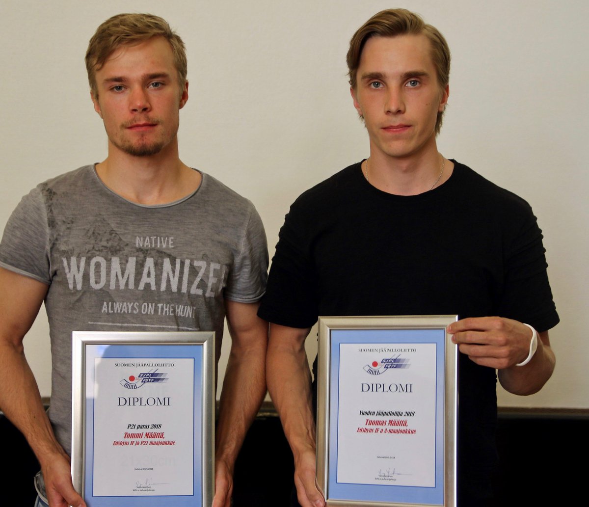 Tuomas Määttä valittiin Vuoden jääpalloilijaksi 2018 ja Tommi Määttä Vuoden P21-pelaajaksi. Tuomas Määttä valdes till Årets bandyspelare 2018 och Tommi Määttä till Årets P21-spelare. 👊🏆 #botniabandy #botniajuniorit #bandybyn #finbandy