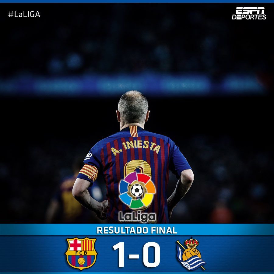 ESPNDeportes's tweet photo. Coutinho abrió el marcador, acaso del heredero de #Iniesta quien se despide del Camp Nou 😢. ¿Qué les pareció su último juego? 🔴🔵8️⃣⚽️🇪🇸. Resultado final 1 x 0. #ESPNdeportes #LaLiga #Fútbol #AdiosIniesta https://t.co/vTE3nAiTAf