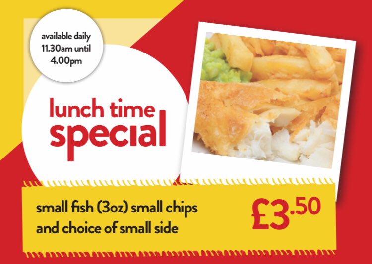 🙌 You Said, We Did 🙌

Our Quality Award winning fish and chips made using 3oz of fresh Haddock or Cod fried in our own special crispy batter, small chips and your choice of peas, gravy, curry or beans! Now available from 11.30am-4pm! 🏆💥

Definitely #madewithlove 🐟❤️