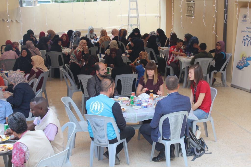 UNHCRJordan's tweet photo. Preparations for Ramadan have begun! Happy that Steve Scott @dfat and @bratussznik Australian embassy in Jordan could join @Refugees readying #Nuzha community center for the upcoming holy month. @UNrefugees https://t.co/IuIeJfgF9V