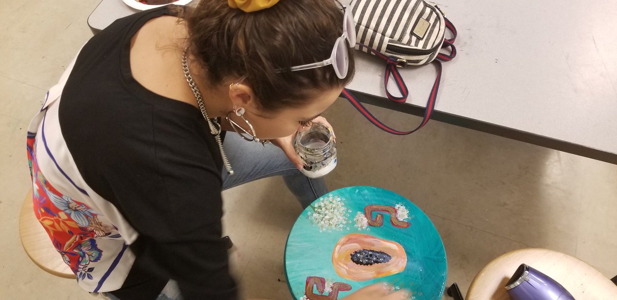 RHSEncoreArt's tweet photo. Most of the Art IV stools are finished and they are as beautiful and unique as the seniors who created them. So incredibly proud of how this group grew as artists and people. I am going to miss this group 😭 #REYNproud https://t.co/Hxs40p0atz