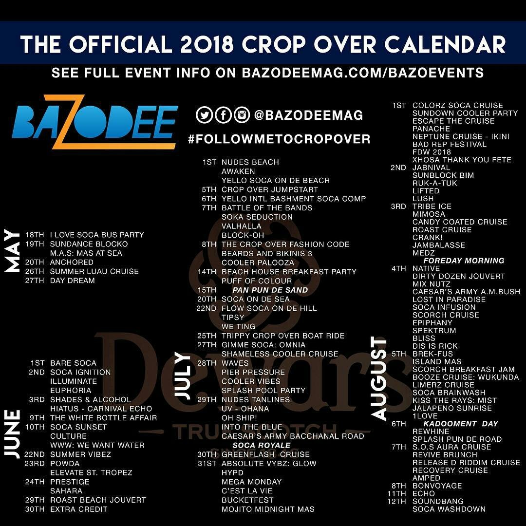 LucyAndVagabond's tweet photo. You've seen our calendar for Carnival in Jamaica.. It's now Crop Over SZN and we're in awe of all that they have to offer. 🇧🇧
Take a look at the full calendar courtesy of @BazodeeMag #FollowMeToCropover 😍
🌐: https://t.co/yxajgFpFS4
🌐: https://t.co/GNjDOVyr2S https://t.co/ju5NHdZdjM