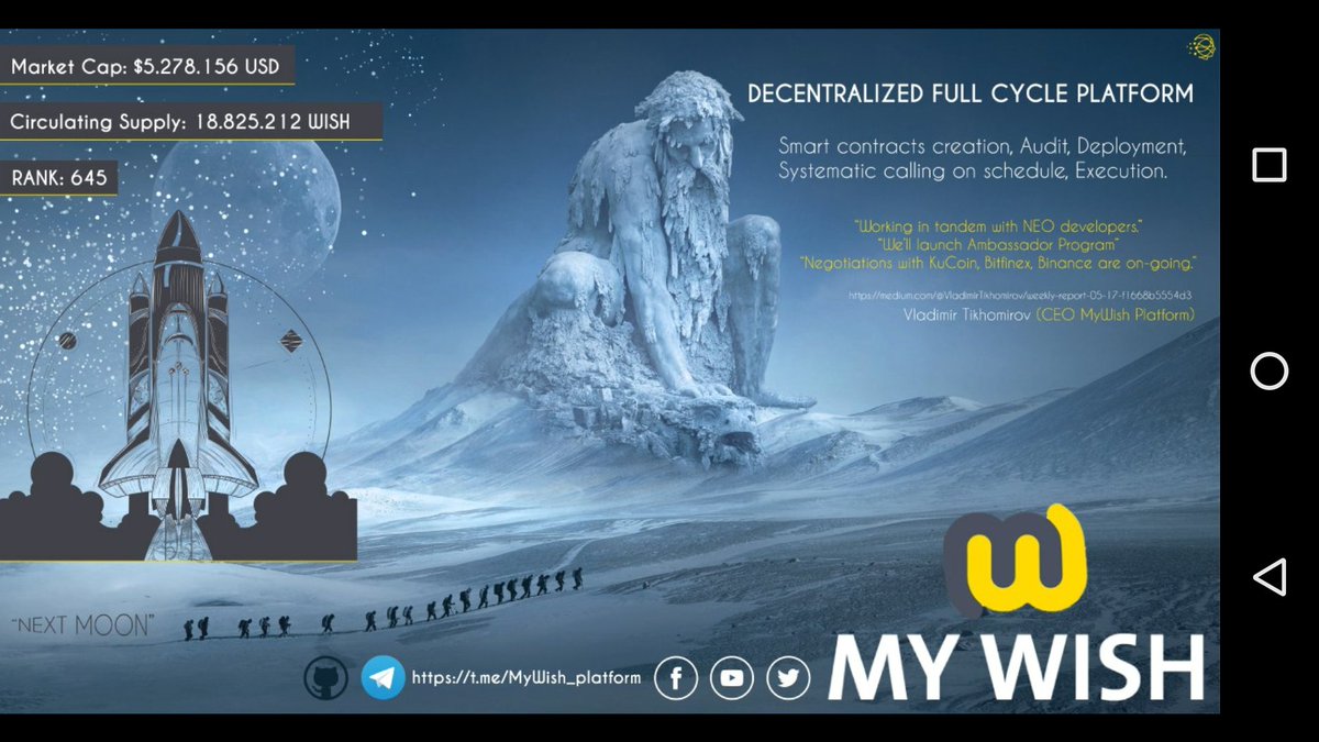 96_thijs's tweet photo. Get in while its stil low. My Wish will be one of the best of 2018. Grab your your bag, sit back and enjoy the ride :-) joining neo blockchain 30th may
@mywishplatform $mywish $wish https://t.co/xhv7foDfGj