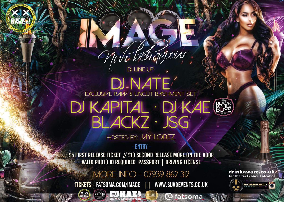 UKCACS's tweet photo. Have you got your IMAGE ticket yet?...well theirs still some leftโผ๏ธโผ๏ธget them before they run out #nuhbehaviour the official End of term Party ๐๐๐พ๐ 29.05.18 at the Cuban https://t.co/BFZ5znVV9C