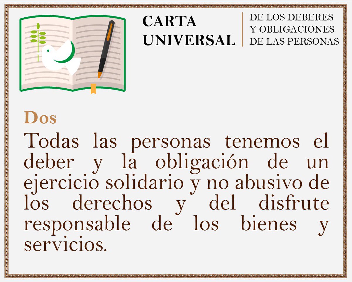 JorgeOlveraG's tweet photo. #CodhemComparte “Carta universal de los deberes y obligaciones de las personas” nos sumamos a impulsar la simetría deber - derecho. ¡Consúltala en: https://t.co/xSeDXA3OW7! #DerechosyDeberes #DDHH #PuntoDos @UNAM_MX @ONUDHmexico @FJSaramago @CNDH @wfsmexico @fmopdh https://t.co/GaN0E0AMPr