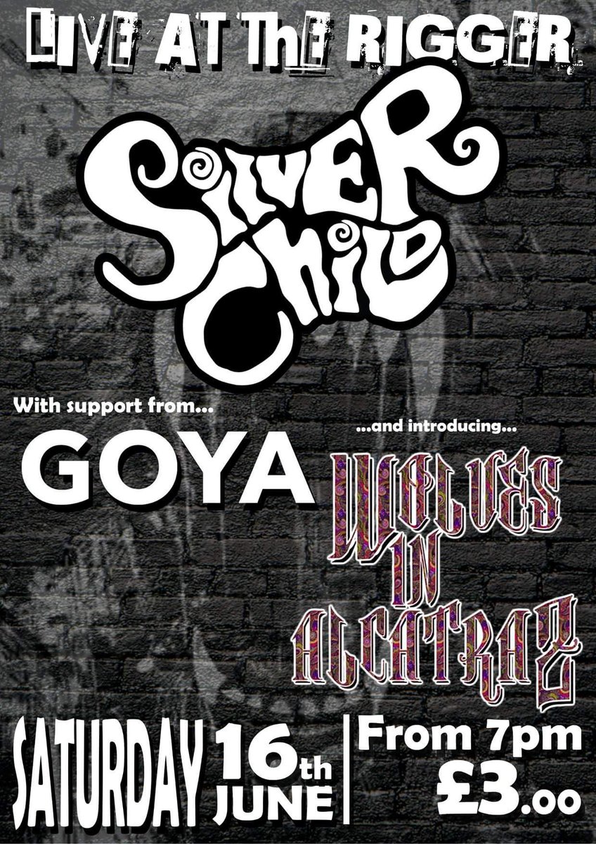 GOYA (@goyatheband) on Twitter photo HEYYY PEOPLE! June 16th at @RiggerRockVenue catch us supporting <a href="/_SILVERCHILD_/">SILVERCHILD</a> with Wolves In Alcatraz, maybe we'll be playing some new stuff? HEYYY PEOPLE! June 16th at @RiggerRockVenue catch us supporting <a href="/_SILVERCHILD_/">SILVERCHILD</a> with Wolves In Alcatraz, maybe we'll be playing some new stuff?