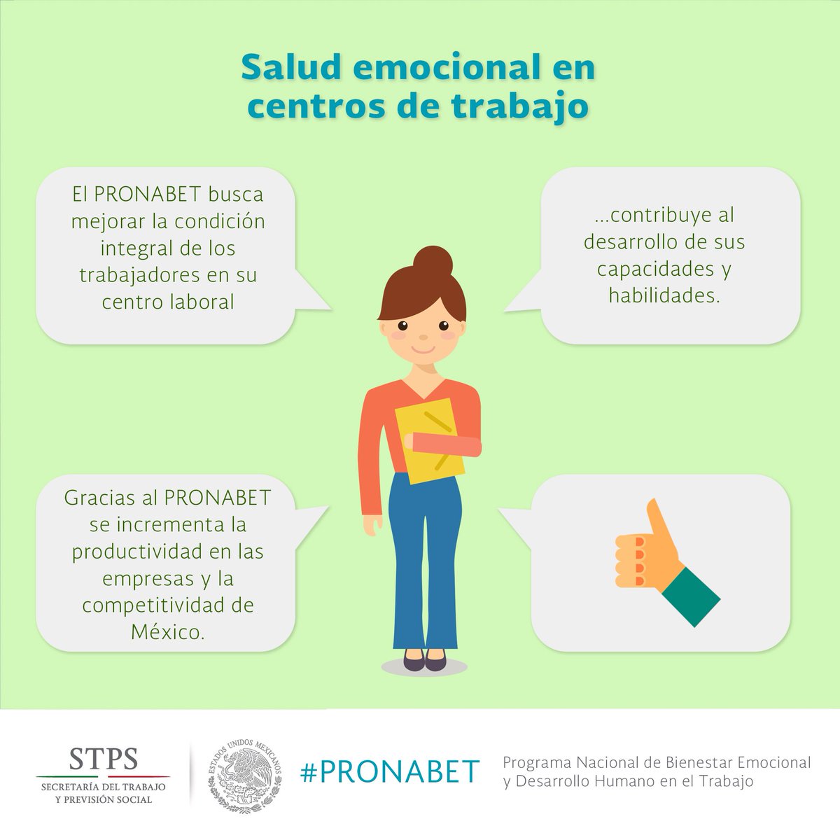 STPS_mx's tweet photo. #Conoce, el #PRONABET que vincula a #Empresas con instituciones de salud para la atención de trabajadoras y trabajadores con trastornos mentales y adicciones, en pro del bienestar emocional en centros laborales. #Infórmate https://t.co/BlHUX1eDbB https://t.co/L8Iv2sllxT