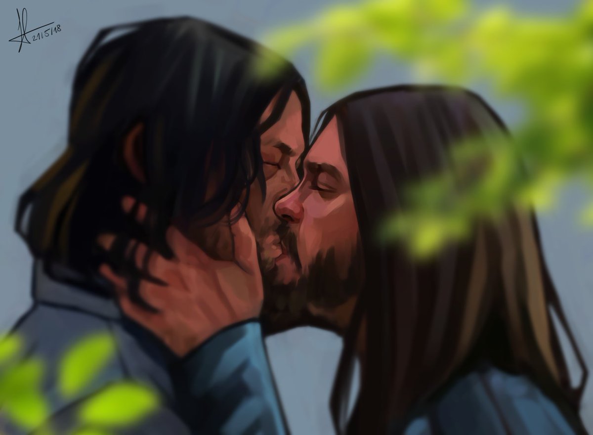hansoeii's tweet photo. Who needs a desus kiss? 👬❤ 
We all do. so here you go, this should work until we finally see it in canon :)))))

#DESUS #TWD #TWDFanart https://t.co/82RtgIzc9X