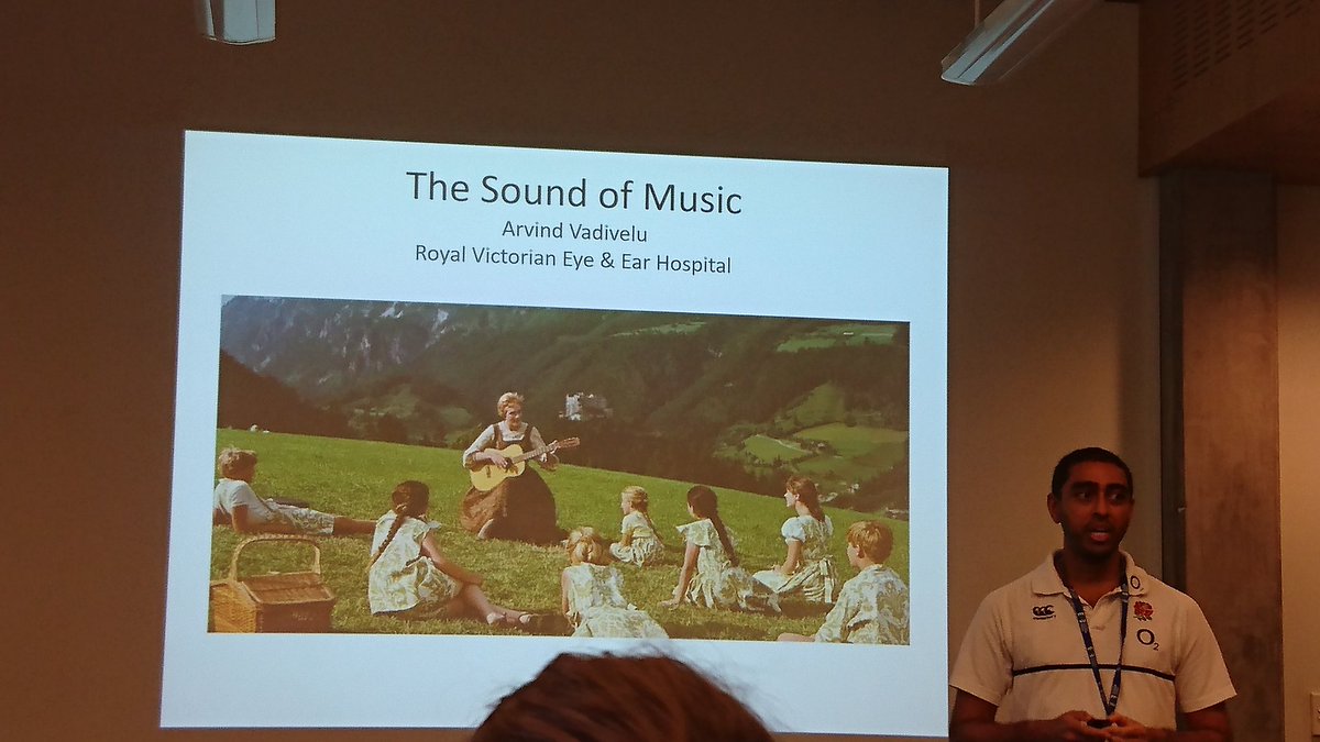 Arvind Vadivelu: current cochlear implants are lacking in speech discrimination. His research is looking to alter the electrode of the implant to help optimise sensors. Wow! #UniMelbscicomm