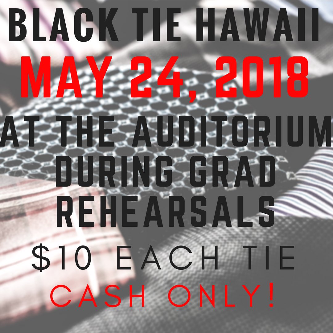 Govs2018's tweet photo. SENIORS! If you’re in need of a tie Black Tie Hawaii WILL BE COMING ON CAMPUS ON MAY 24th AND ONLY ON MAY 24th SO GUYS IF YOU STILL NEED A TIE BE SURE TO BUY ONE!!💜😈 https://t.co/ufUlS7Cwdg