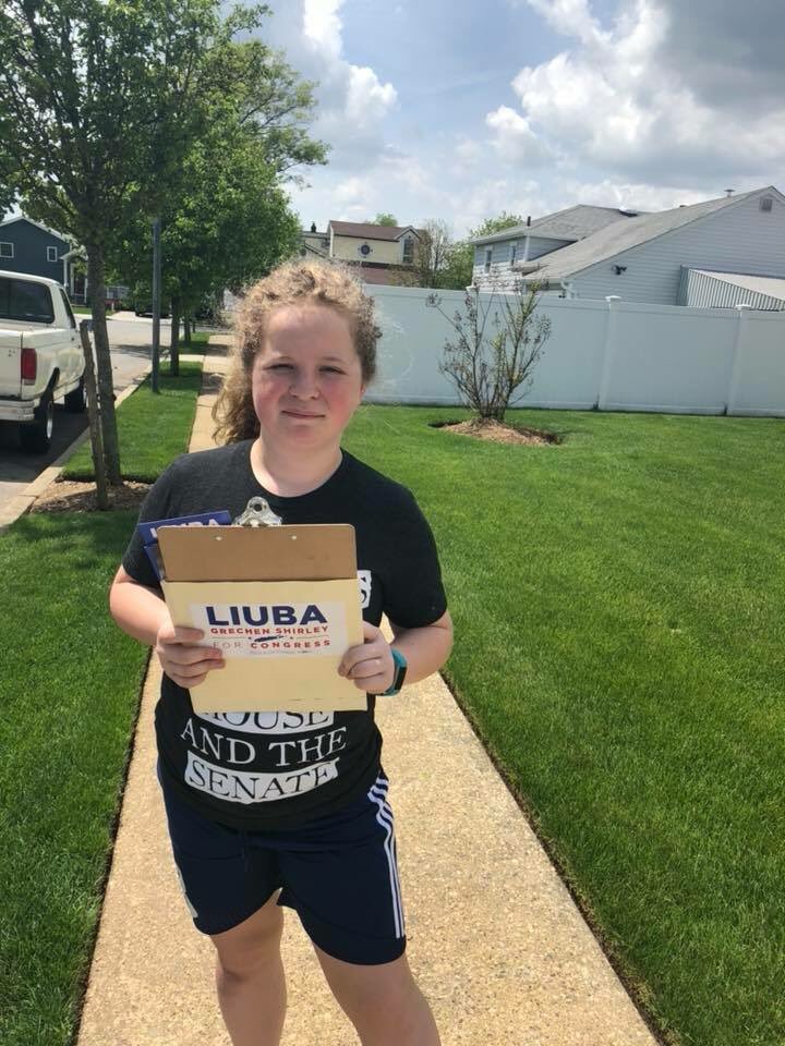 liuba4congress's tweet photo. I recently spoke at my grade school &amp; met Bella. She asked what I thought of Merriam-Webster’s word of the year -“Feminism.” We had such a great chat &amp; she volunteered to knock doors w her mom today! Love it! Thank you Bella &amp; Kerrian. #TeamLiuba https://t.co/CDFOKallPX