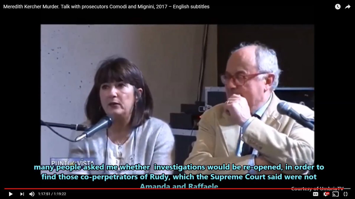 zebbidi975's tweet photo. To the few confirmation biased peeps who refuse to accept truth.... these words from disgraced Prosecutor Manuela Comodi, with equally disgraced #Mignini sitting beside her. 
THE FINAL SUPREME COURT SAID MEREDITH'S MURDERERS WERE NOT #AMANDAKNOX &amp; #RAFFAELESOLLECITO
Clear? 😉😀😀 https://t.co/iK3VKfVR9C