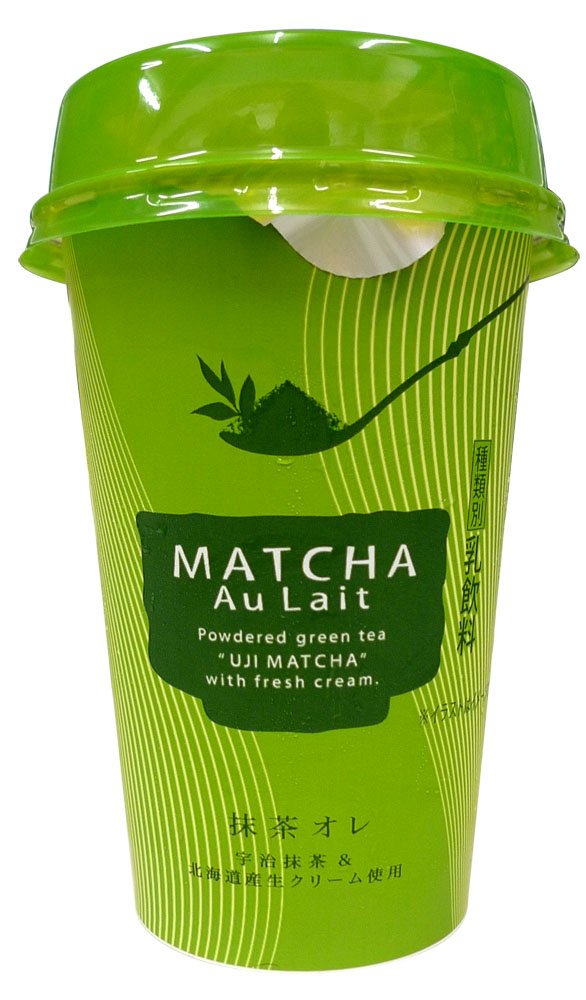 平日のパッケージ A Twitter 守山乳業 抹茶オレ 1805 シンプルでフラットなデザインだが 背景の流線が茶筅や和の庭園をおもわせ 画面に動きもでて効果的 カップのフタを含め抹茶を感じさせる色で統一されており 棚でも見栄えする 守山乳業 抹茶オレ