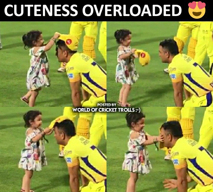WoCT_Official's tweet photo. . @msdhoni &amp; daughter Ziva😍 #CSKvKXIP #MSDhoni #CSK #IPL2018 @ChennaiIPL https://t.co/5lDywgDW3b