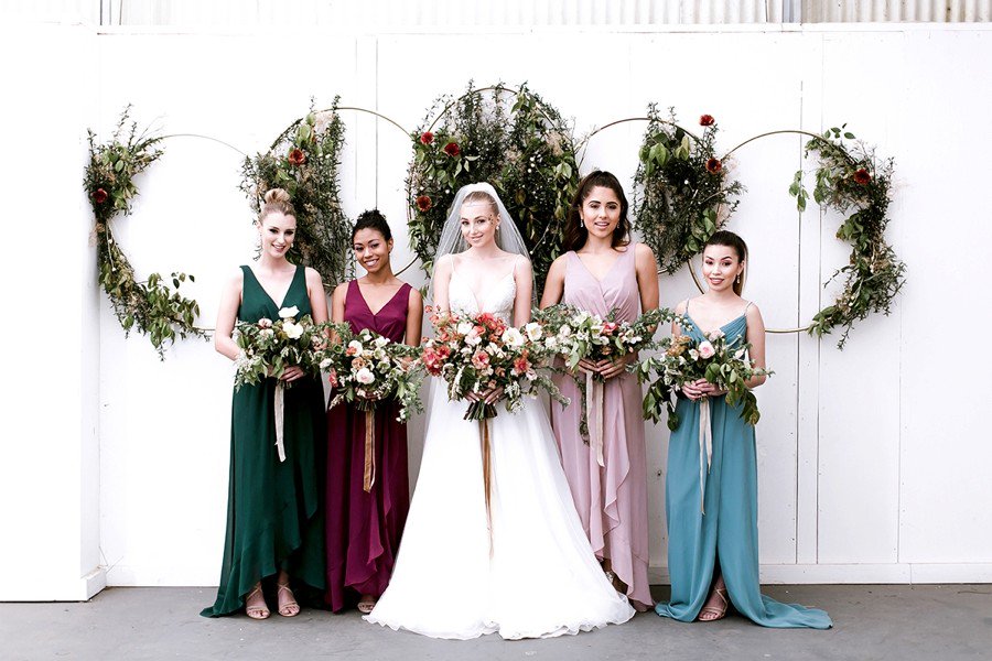 How amazing is this mix of #bridesmaid dresses from <a href="/davidsbridal/">David’s Bridal</a>?! theeld.com/2wXa2vE