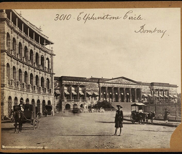 Old photo of Horniman Circle/Asiatic Library Town Hall in Mumbai from 1850-70