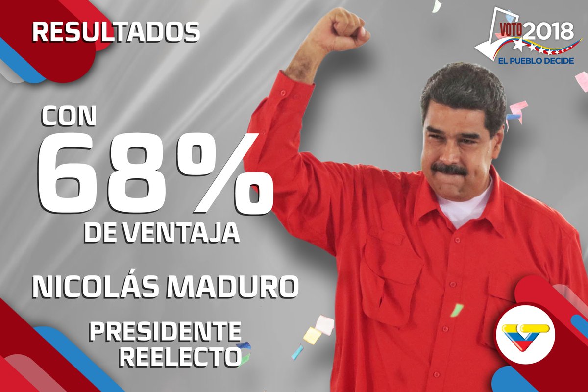 Chavismo_Unido's tweet photo. #Entérate | Con más del 68% de los votos, @NicolasMaduro fue reelecto presidente de la República este 20 de mayo de 2018 #GanóVenezuela https://t.co/9KwzDPg9FI