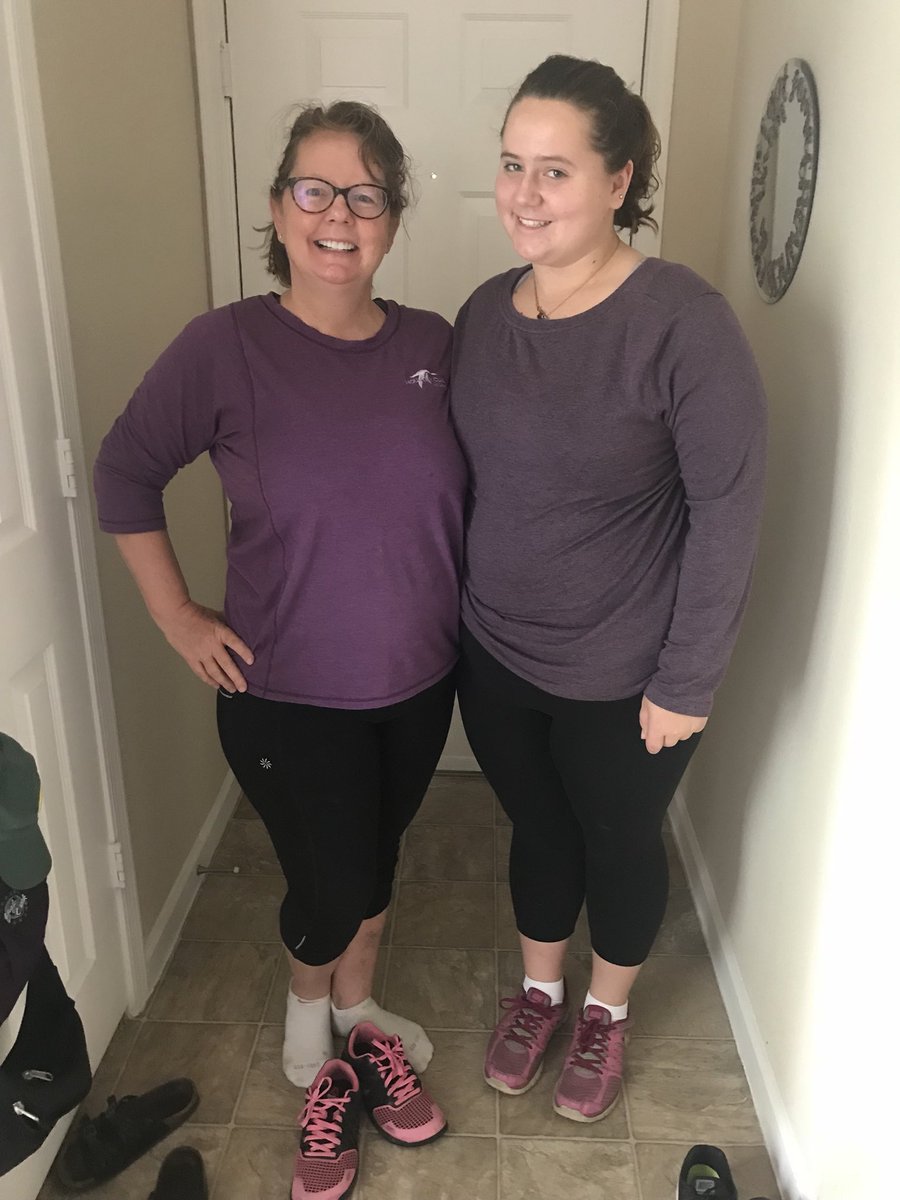 meghanm2012's tweet image. My mom and sister stayed with me for one night. This morning we went for a walk and all dressed the same. My mom was thrilled, MJ and I, not as thrilled. 🤣 #millergirls