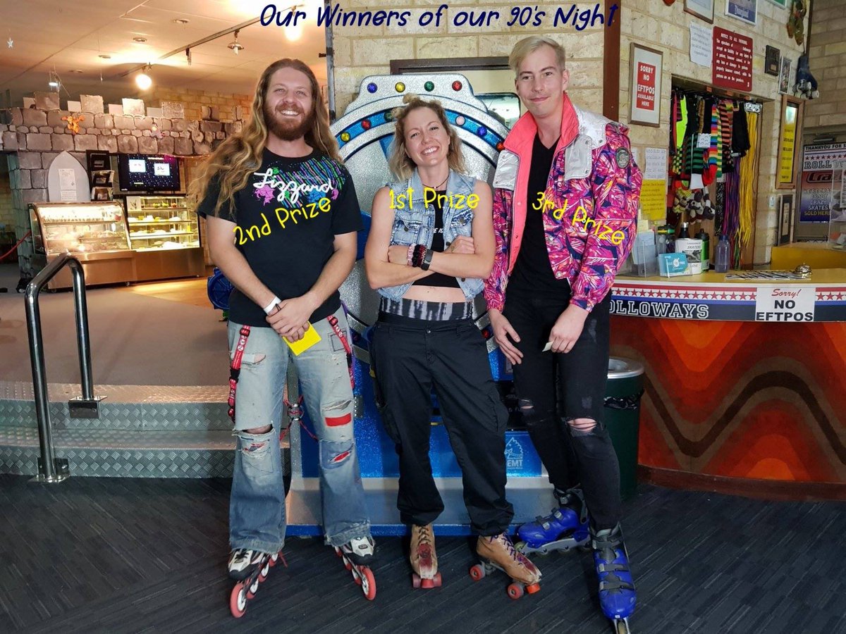 Rolloways's tweet photo. Here are the winners of our recent Rolloways skating 90's Theme Night last Saturday 19th May, what a fantastic fun filled skate event this was!
 
Keep an eye out for future events:
https://t.co/Lyneaxkw6S

#rolloways #90stheme #skate #skating #rollerskate #perthskate https://t.co/MkaA6bVo6q