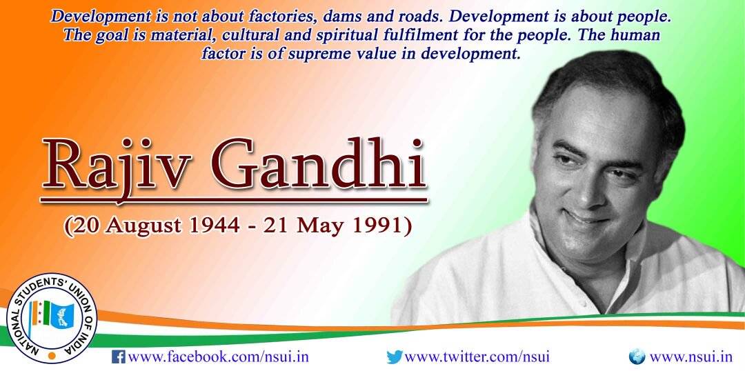DeogharNSUI's tweet photo. Our humble tributes to the former PM of India - the man of vision - Shri Rajiv Gandhi, on his death anniversary today. https://t.co/VUc4rSAQkc
