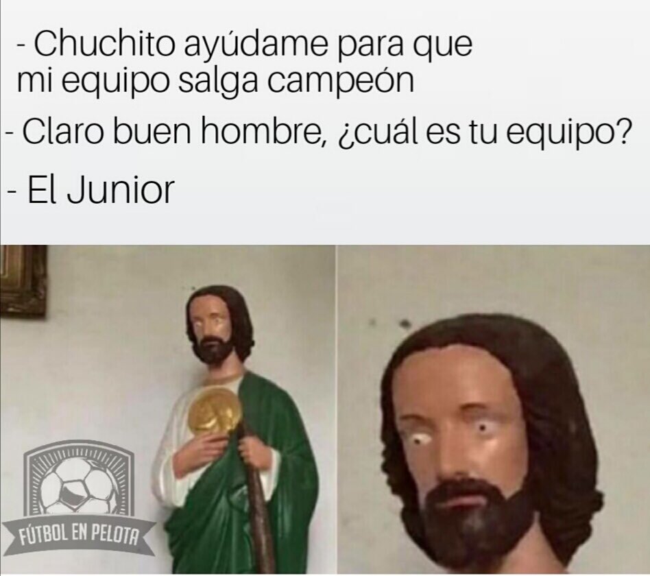 Ni con milagros!😂 Etiqueta a tu amigo del JuJu para recordarle que no son  papás de nadie. . . . #fpc #ligaaguila #semifinales #cuartosdefinal #jesus  #chuchito #yisus #futbol #meme #momo #medellin #dim #, image size:948x840