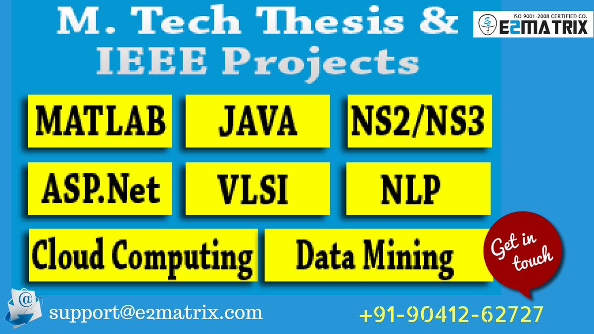 e2matrix_lab's tweet image. Check out here exclusive list of #IEEE_projects in #VLSI, #Matlab, #Antenna, #computervision etc. We also endow the support and guidance for IEEE projects. For more talk to over experts over a phone call at 📲+91-90412-62727 
🌐 Visit us: e2matrix.com/blog/2018/05/1…