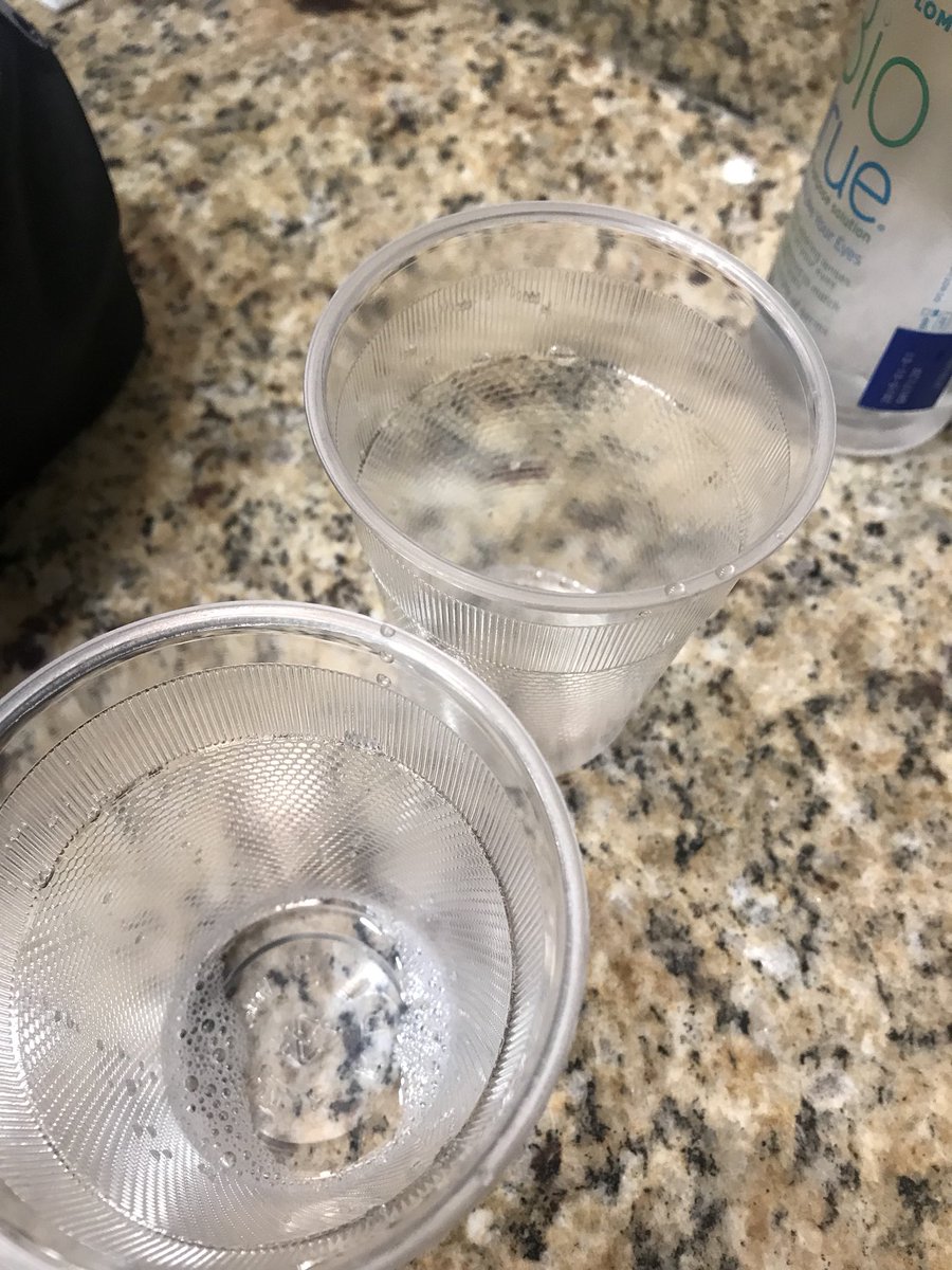Allie_Bland's tweet photo. When you’re a daily contact wearer and plan for the #HeartlandNats to be the typical three-day schedule not four, you resort to using cups as a makeshift contact case. 🤷🏻‍♀️ #NHRA #travelprobs #contactprobs https://t.co/iVIrxnnDyi