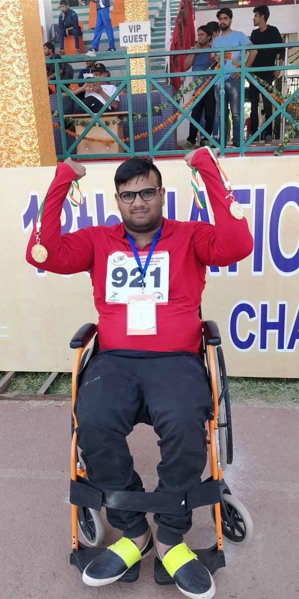 devershee's tweet photo. #panchkula @ParalympicIndia   #1st national #2gold #F32 #clubthrowchamp #32meters https://t.co/5HyvsW0HhB