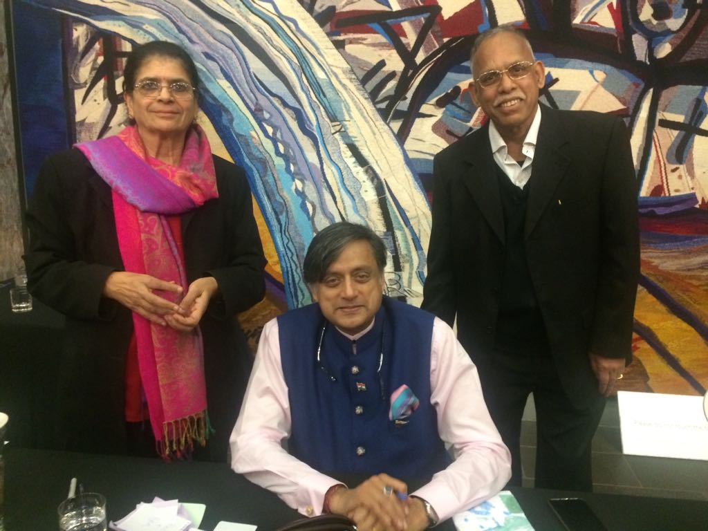 NZShriramSinger's tweet photo. @ShashiTharoor my parents enjoyed meeting you in Auckland and giving you a copy of  my novel, #LetMeGo! Hope you like it. https://t.co/CnucFkVf6p