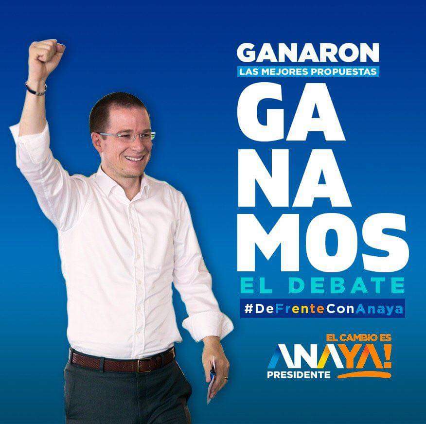 pancddmh's tweet photo. ¡No hay duda! @RicardoAnayaC, nuestro candidato, ¡ganó nuevamente el debate! Con grandes ideas y argumentos, demostró por qué es la mejor opción para México. #MexicanosAlFrente https://t.co/JL3EmUiWgL
