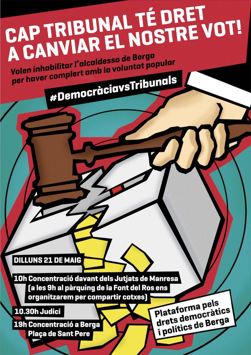 AlertaSolidaria's tweet photo. Avui #Manresa, #Tarragona i #Berga són cites indiscutibles de la solidaritat. Tot el nostre suport amb la @venturosm i amb les #Encausades8N. Avui, com cada dia #DecidimSer lliures https://t.co/dyZPWTkha7