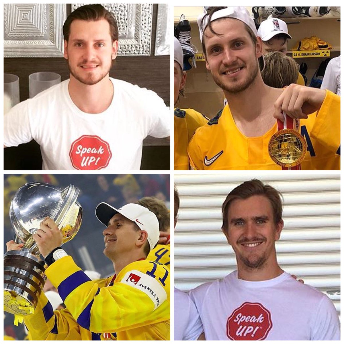 Congratulations to Oliver Ekman-Larsson &amp; Mikael Backlund  and Team Sweden 🇸🇪 on winning Gold at the 2018 World Hockey Championship! 🥇We are very proud that such great sportsman has worn our t-shirt Against bullying! #IIHFWorlds #bullying #hockey #nhl #flames #coyotes