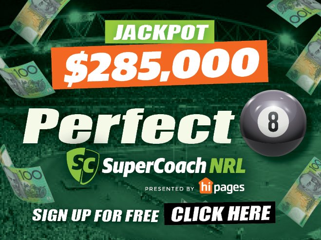 dailytelegraph's tweet photo. There is some serious cash up for grabs in #Perfect8 - it's just like bingo but for the NRL. No commitment necessary, register for free, pick your players .. then wait. https://t.co/3ytoFtchKy https://t.co/4CQygxabJh