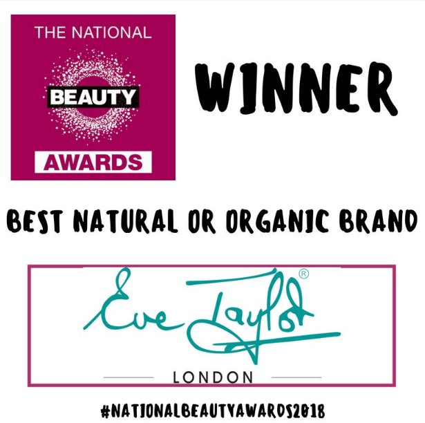 Winner Eve Taylor Best Organic and Natural brand #evetaylorlondon #nationalbeautyawards #aromatherapy #winner #beyoutifulbeautyandholistics