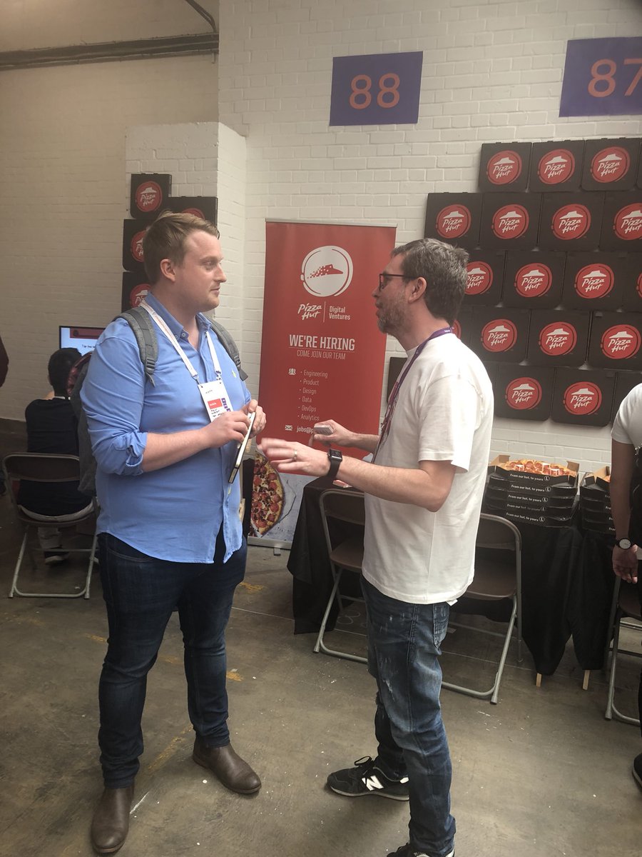 PizzaHutDV's tweet photo. #SMRmay18 &amp; #PHDV Loved meeting the Talent #node #react #javascript #DataScientist #Analytics #productmanager - Thank you to each &amp; everyone who stopped by for chat &amp; nibble!!! Pizza Hut Digital Ventures!!!! https://t.co/hGWxhiiox9