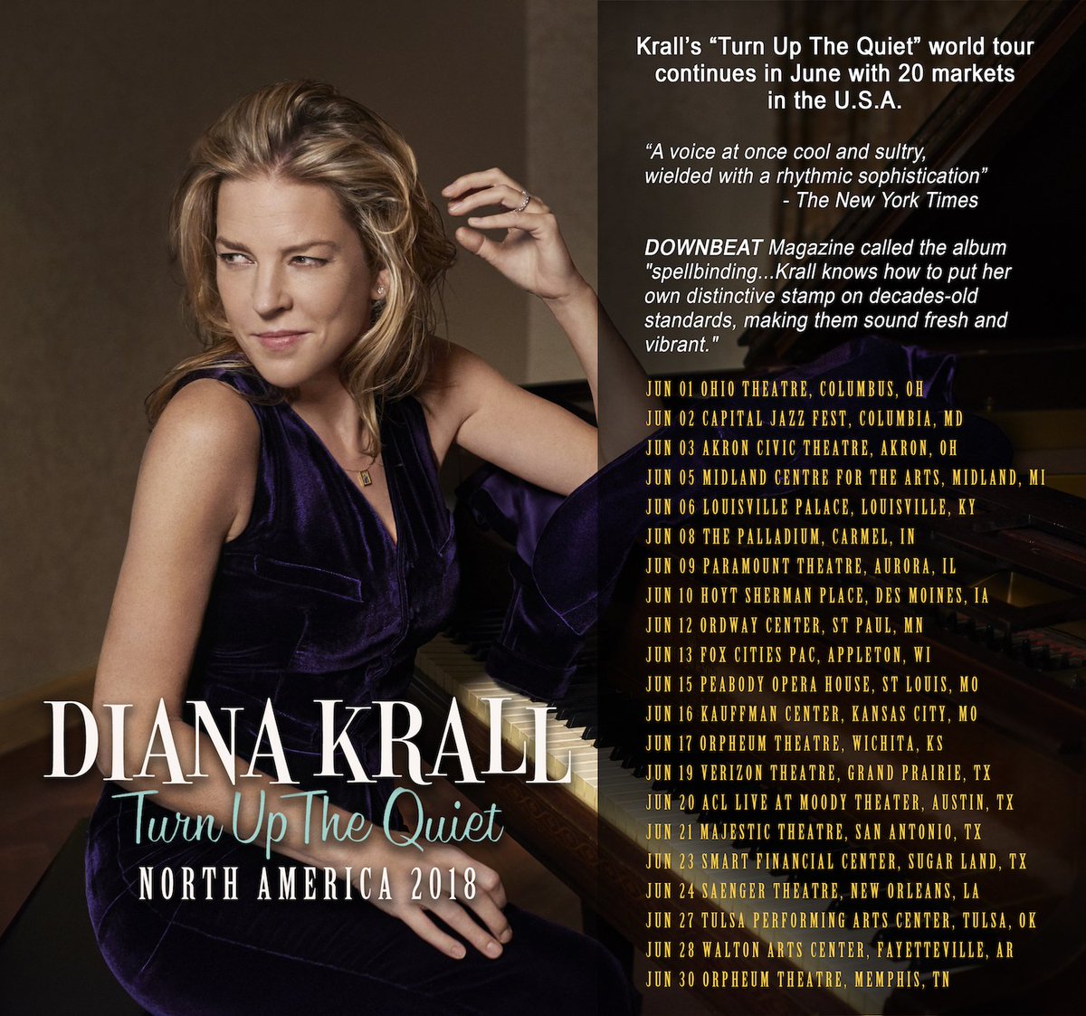 Diana Krall Set To Return To The U.S.A With Summer Dates In June."A vo...