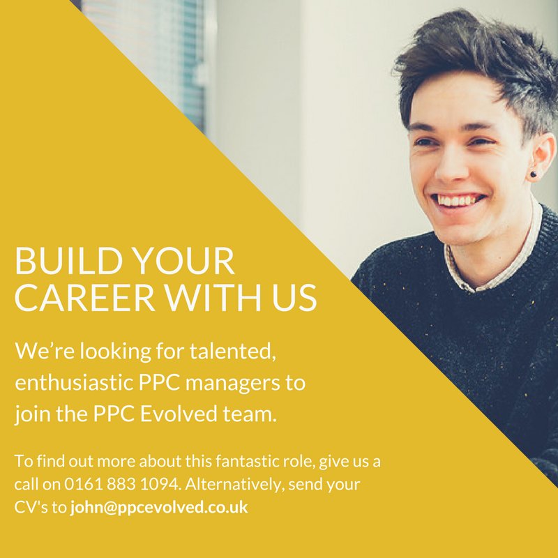 PPCEvolved's tweet image. PPC Evolved is hiring! We’re looking for talented, enthusiastic #PPC managers to join our wonderful team. Interested? Then contact us today on 0161 883 1094.